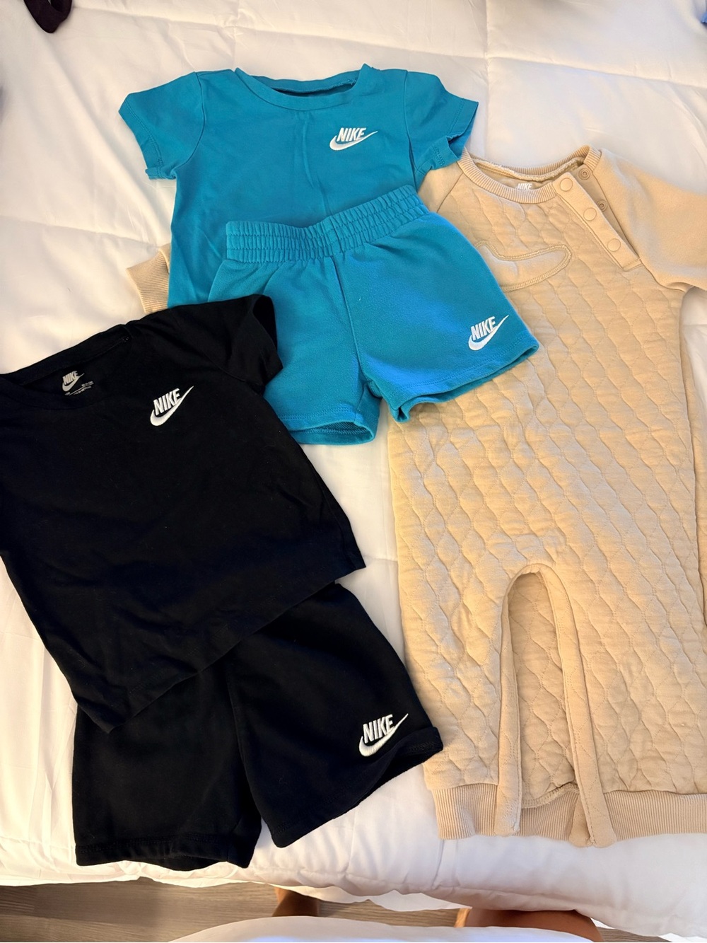 Nike Kids Matching Sets in Black, Teal, and Beige